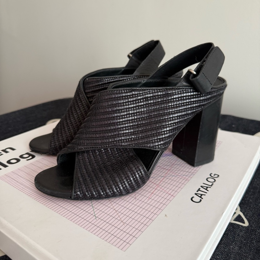 Vince Faine Black Block Heel Sandal